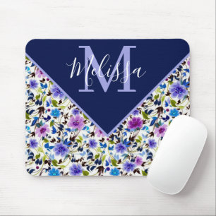 Lila und blau blumenpersonalisiert mousepad