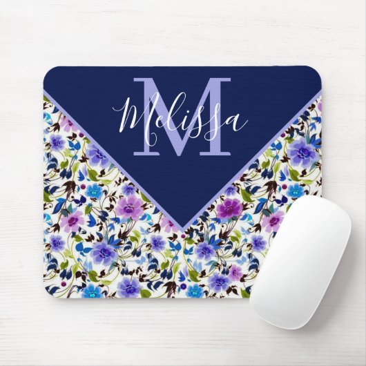 Lila und blau blumenpersonalisiert mousepad (Mit Mouse)