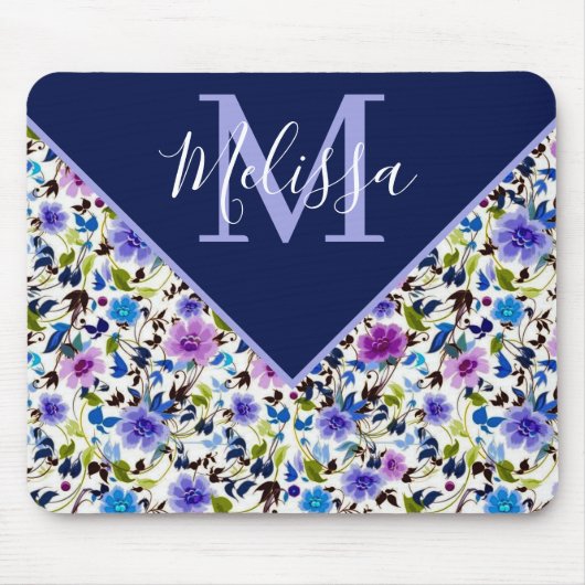 Lila und blau blumenpersonalisiert mousepad (Vorne)