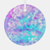 Lila und blau Bokeh 7518 Ornament Aus Glas (Vorderseite)