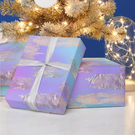 Lila und blau Iridescent & Rose Gold Malerei Geschenkpapier (Feiertage)