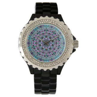 Lila und blau Mandala Armbanduhr