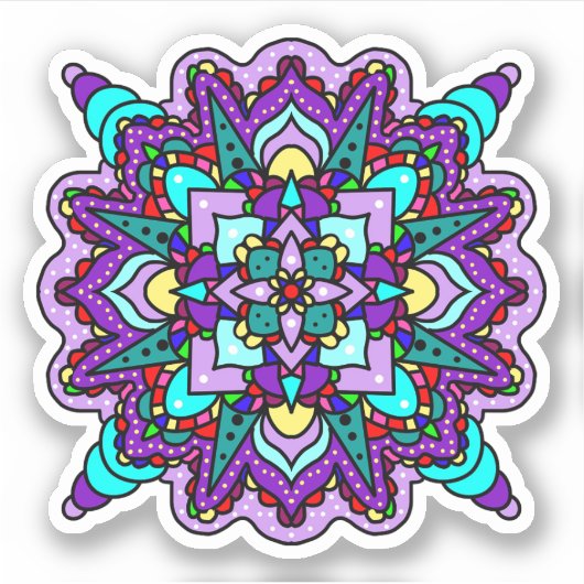 Lila und blau Mandala Mystical Aufkleber (Vorderseite)