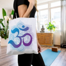 Lila und blau Om Symbol Mandala Blume Weiß