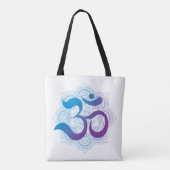 Lila und blau Om Symbol Mandala Blume Weiß Tasche (Rückseite)