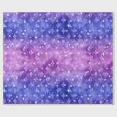 Lila und blau Ombre Glitzer Celestial Muster Geschenkpapier (Flach)