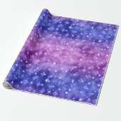 Lila und blau Ombre Glitzer Celestial Muster Geschenkpapier (Ungerollt)
