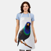 Lila und Blau schillernder Vogel Schürze (Getragen)