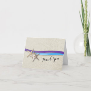 Lila und blau Starfish und Ribbon Vielen Dank Dankeskarte