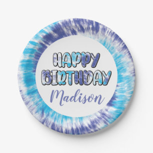 Lila und Blau Tie Dye Alles Gute zum Geburtstag, j Pappteller
