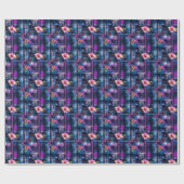Lila und blau tropisch geschenkpapier (Flach)