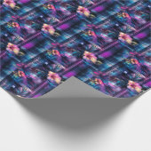 Lila und blau tropisch geschenkpapier (Ecke)