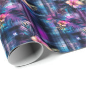 Lila und blau tropisch geschenkpapier (Rolleneckpunkt)