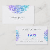 Lila und blau verziert schöne Mandala Visitenkarte (Vorne/Hinten)