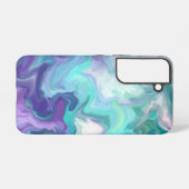 Lila und blaue Abstrakte Imitate Marmor Samsung Galaxy Hülle (Rückseite (Horizontal))