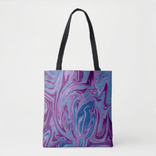 Lila und blaue abstrakte Malerei Tasche