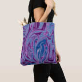 Lila und blaue abstrakte Malerei Tasche (Von Nahem)