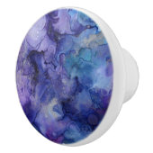 Lila und blaue Abstrakte Marmorfarben-Wirbel Keramikknauf (Rechts)