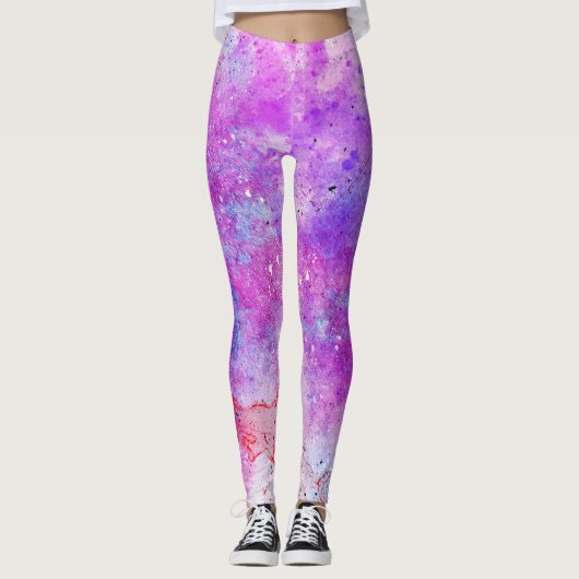 lila und blaue abstrakte Muster Leggings (Vorderseite)