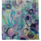 Lila und blaue abstrakte Wirbel Duschvorhang (Vorderseite)