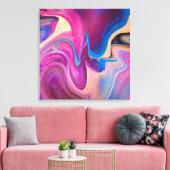 Lila und blaue Acrylmalerei Leinwanddruck (Insitu (Wohnzimmer))