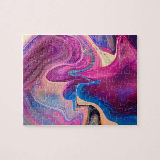 Lila und blaue Acrylmalerei Puzzle (Horizontal)