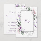 Lila und blaue Aquarellbilder | RSVP Karte (Vorne/Hinten)