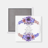 Lila und blaue Aquarellblumen Save the Date Magnet (Vorderseite/Rückseite)