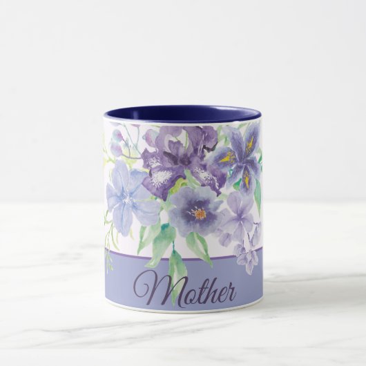 Lila und blaue Aquarelleisen individuell anpassbar Tasse (Zentrum)