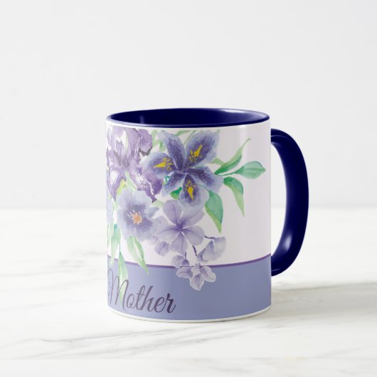 Lila und blaue Aquarelleisen individuell anpassbar Tasse (VorderseiteRechts)