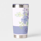 Lila und blaue Aquarelleisen individuell anpassbar Thermobecher (Vorderseite)