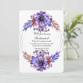 Lila und blaue Aquarellmütze Einladung (Stehend Vorderseite)