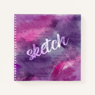 Lila und blaue Aquarellwaschliste Notizblock