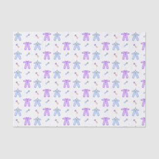 Lila und blaue Baby-Kleidung Seidenpapier
