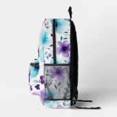 Lila und blaue Blume Bedruckter Rucksack (Rechts)