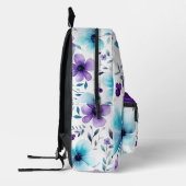 Lila und blaue Blume Bedruckter Rucksack (Links)