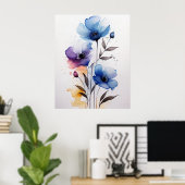 Lila und blaue Blume Poster (Heimbüro)
