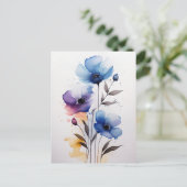 Lila und blaue Blume Postkarte (Stehend Vorderseite)