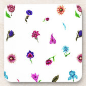 Lila und blaue Blume Print, moderne Blumendrucke Getränkeuntersetzer (Vorderseite)