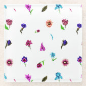 Lila und blaue Blume Print, moderne Blumendrucke Glasuntersetzer (Vorderseite)