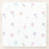 Lila und blaue Blume Print, moderne Blumendrucke Glasuntersetzer (Rückseite)