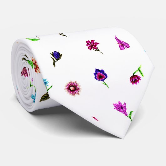 Lila und blaue Blume Print, moderne Blumendrucke Krawatte (Gerollt)