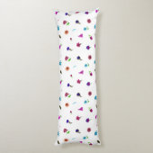 Lila und blaue Blume Print, moderne Blumendrucke Seitenschläferkissen (Rückseite (Vertikal))