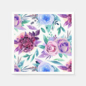 Lila und blaue Blumen. Blumenmuster Serviette (Vorderseite)