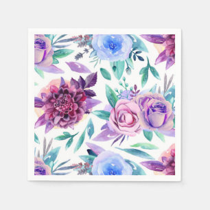 Lila und blaue Blumen. Blumenmuster Serviette