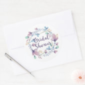 Lila und blaue Blumen. Brautparty Runder Aufkleber (Umschlag)