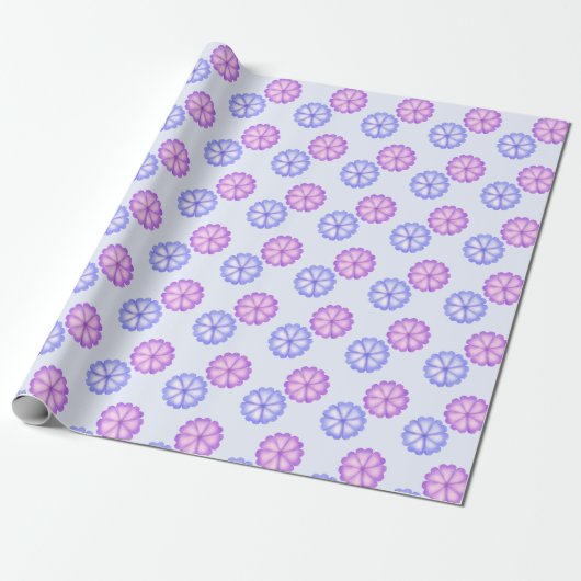 Lila und blaue Blumen Geschenkpapier (Ungerollt)