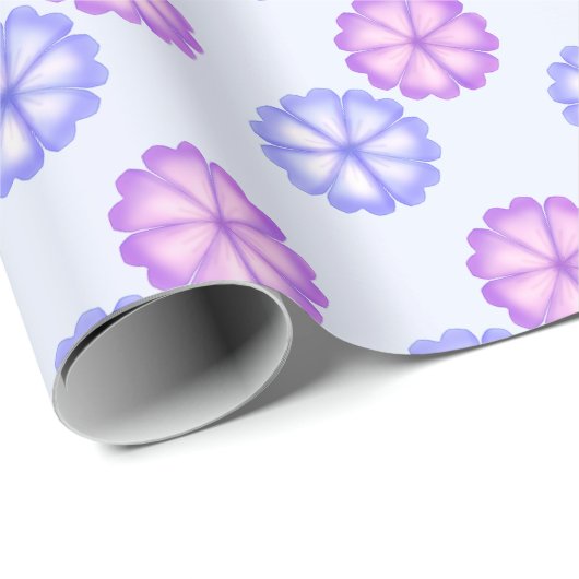 Lila und blaue Blumen Geschenkpapier (Rolleneckpunkt)