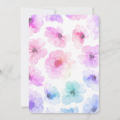 Lila und blaue Blumen-Goldrahmen-Hochzeit Einladung (Rückseite)