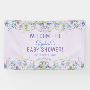 Lila und blaue Blumen-Jungen-Baby-Party Banner
